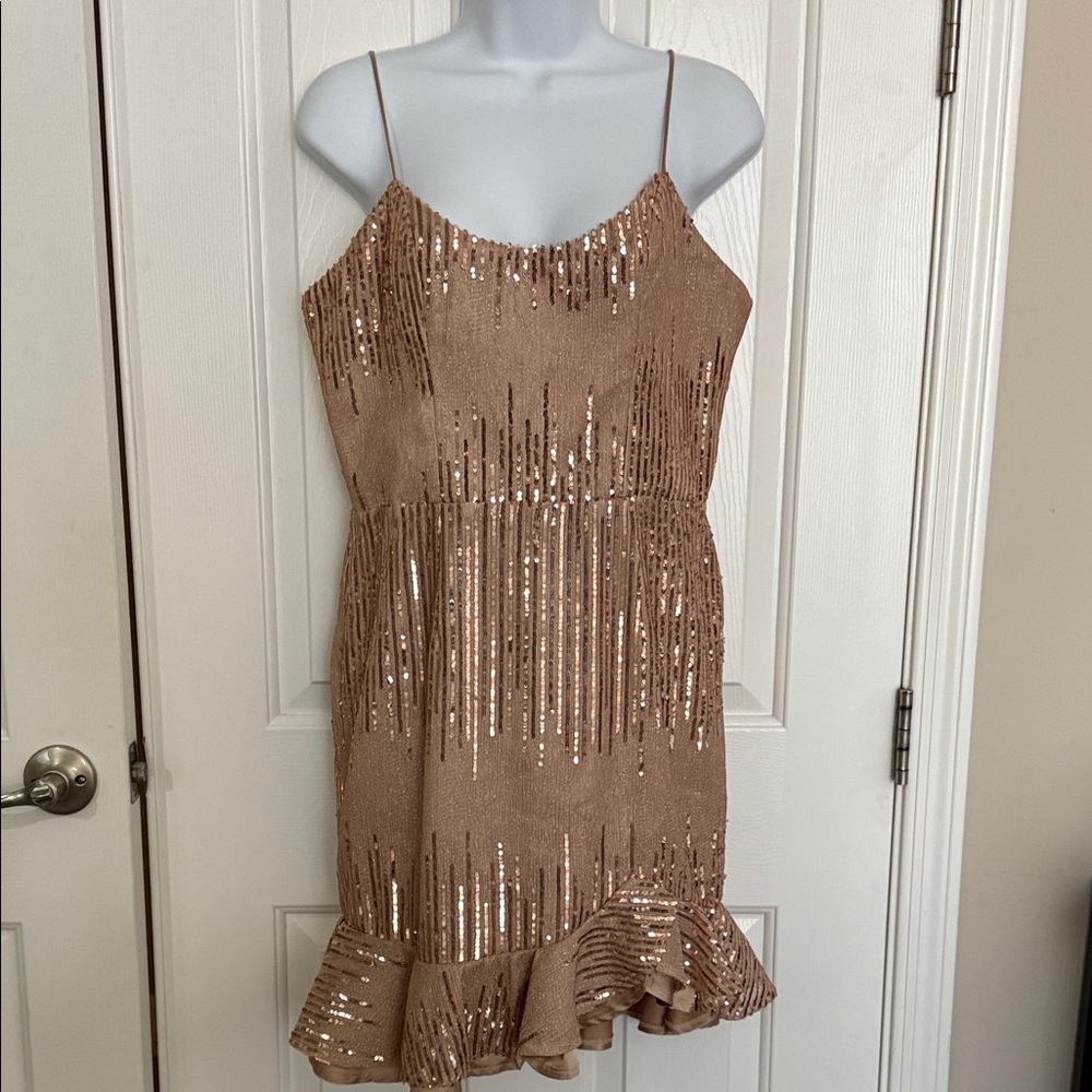 Saints and Secrets Sequin Mini Dress in Bronze